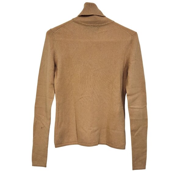 Henri Bendel Classic Womens Cashmere Tan Turtleneck Knit Long Sleeve Sweater S - Picture 4 of 7